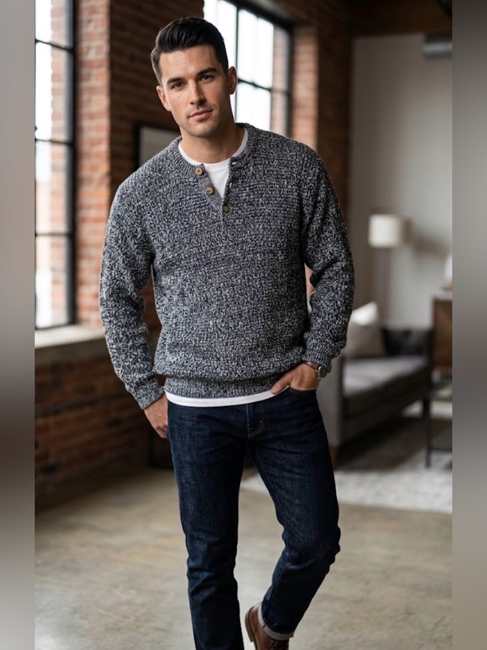 T. L. C by Lambert Cotton Linen Knit Sweater Men’s , Large